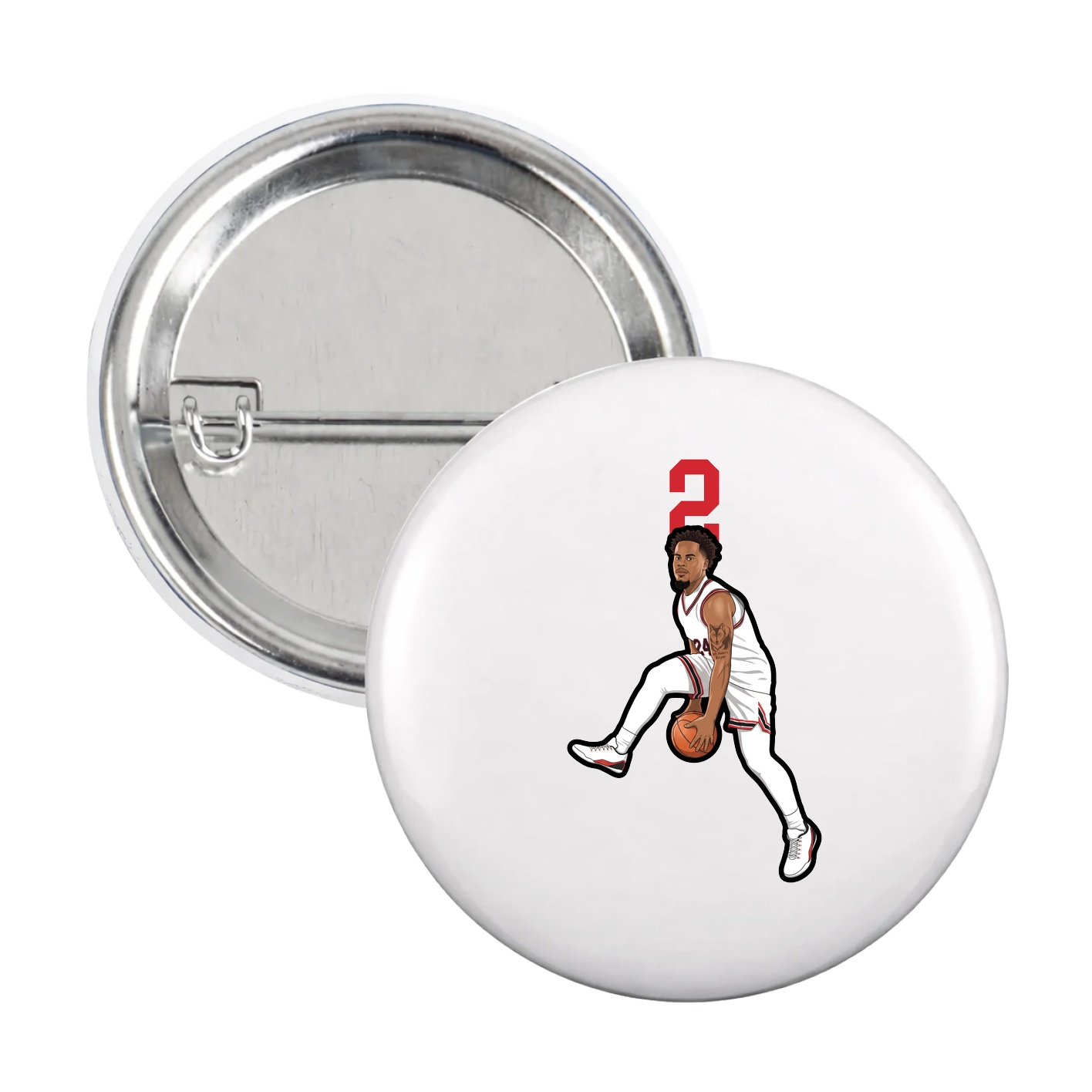 Game Day Button — Number Top in White