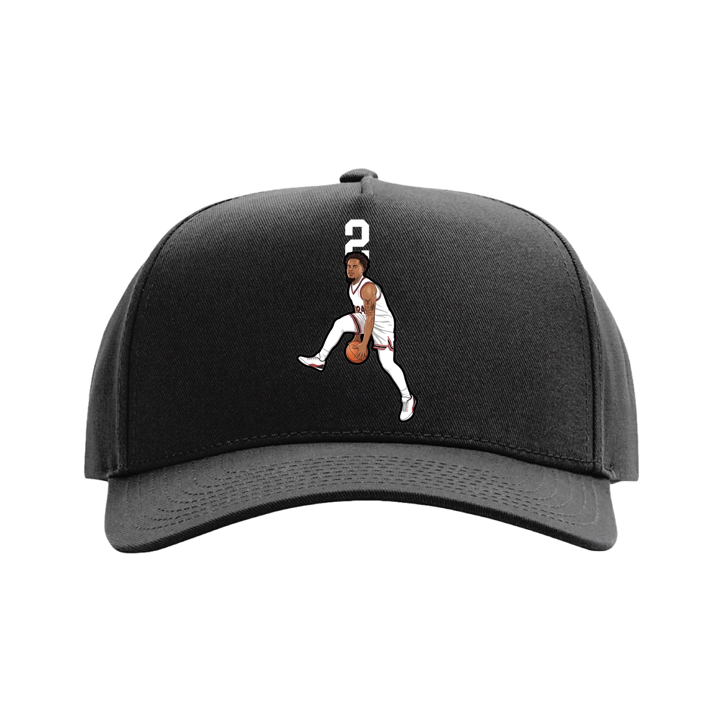 Full Fabric Five-Panel Champ Cap — Number Top in Black