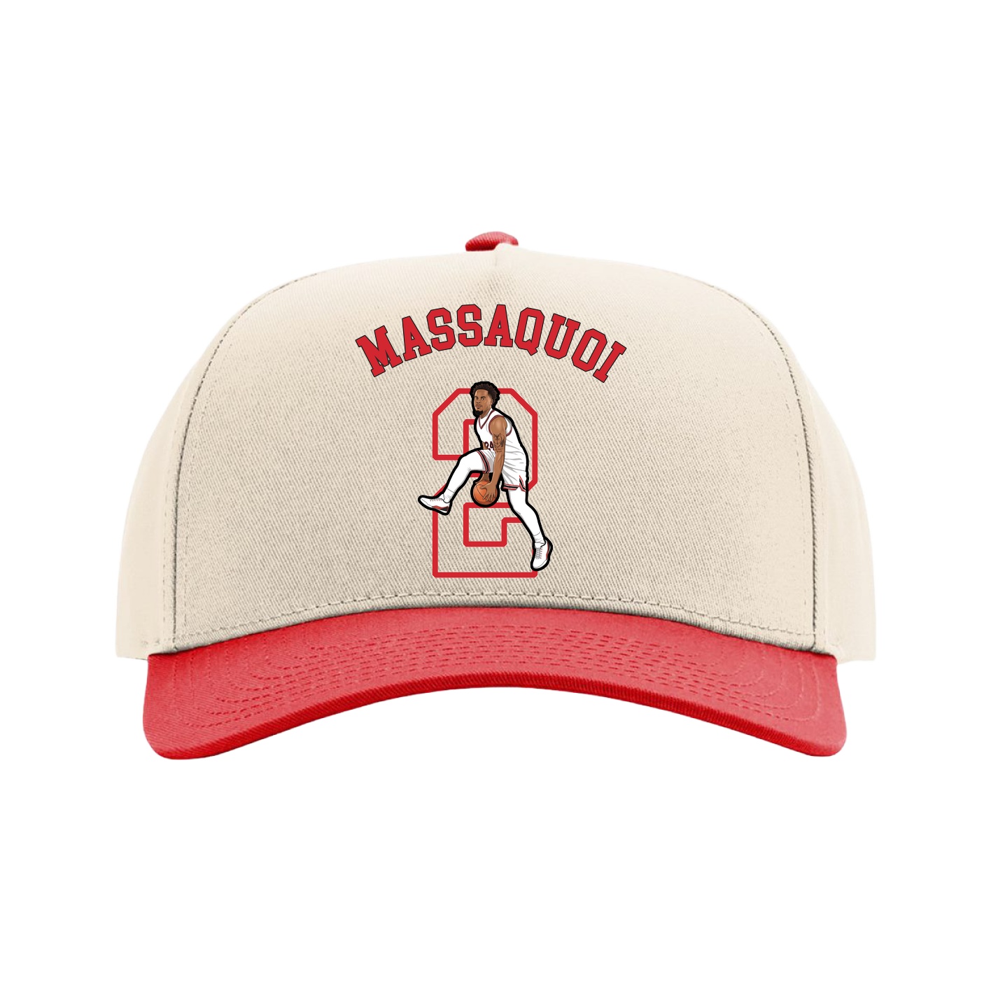 Full Fabric Five-Panel Champ Cap — Shirsey Arch in Cream/Red