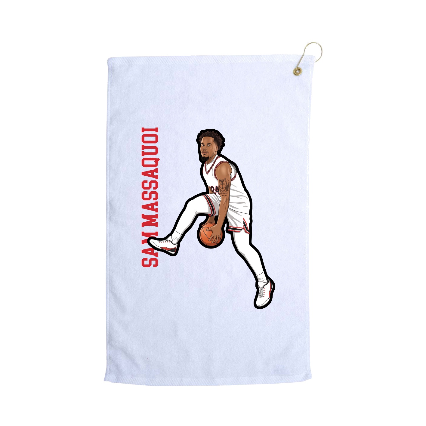 Golf Towel — Name Vertical in White