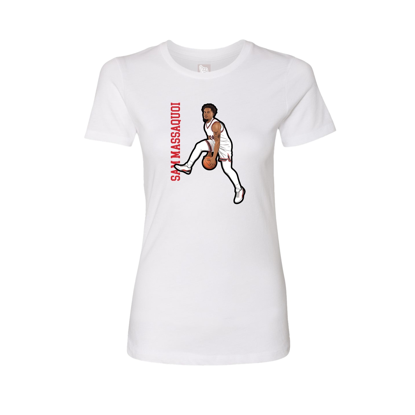 Womens Tee — Name Vertical in White
