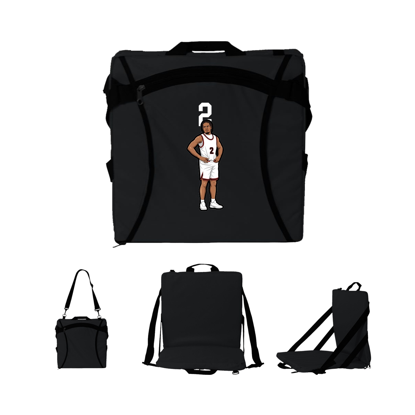 Folding Stadium Seat — Number Top in Black
