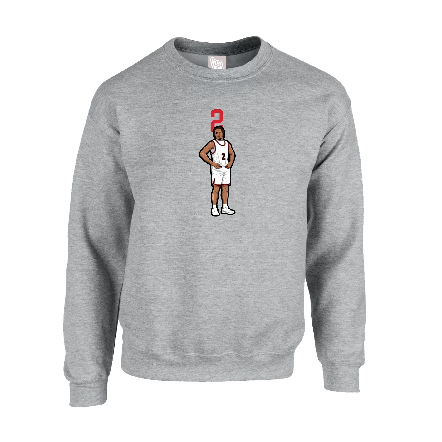 Fleece Crew — Number Top in Grey