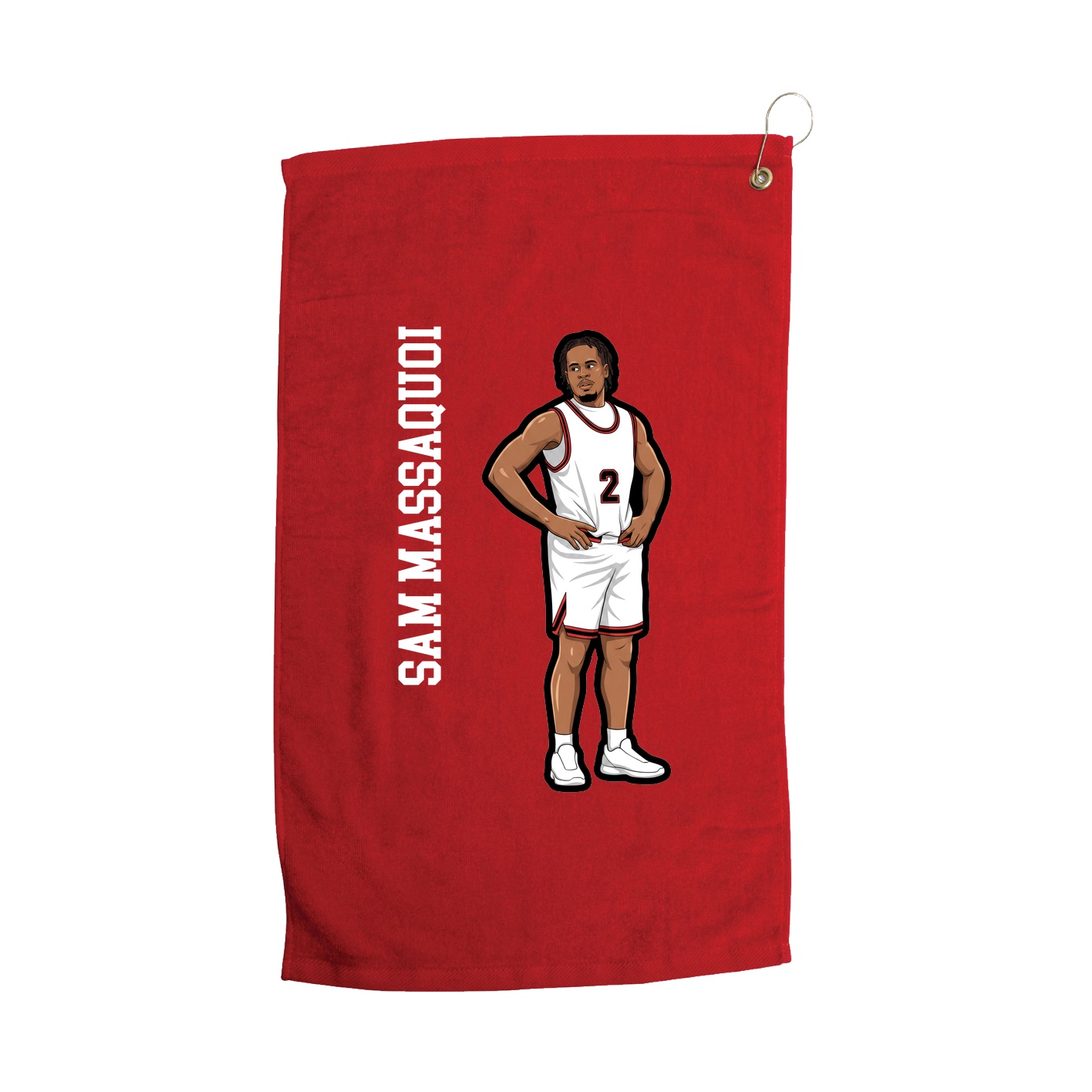 Golf Towel — Name Vertical in Red