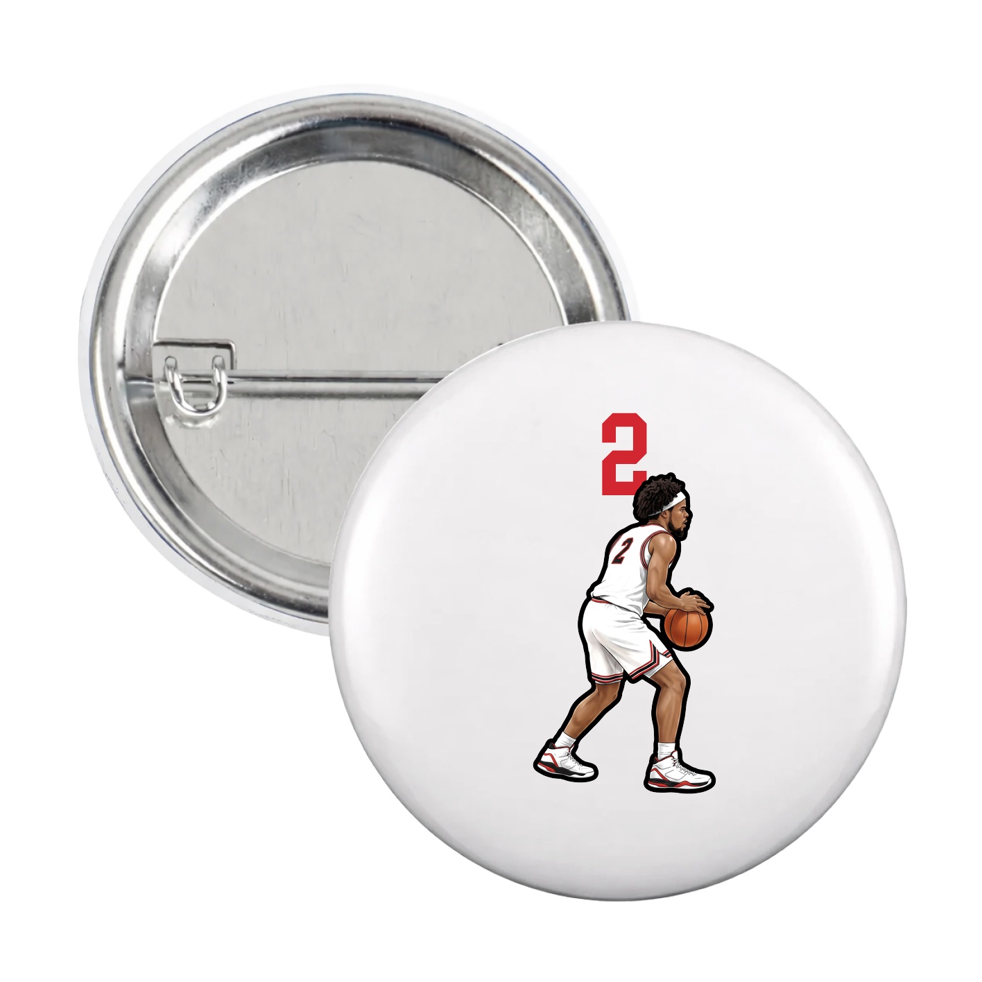 Game Day Button — Number Top in White