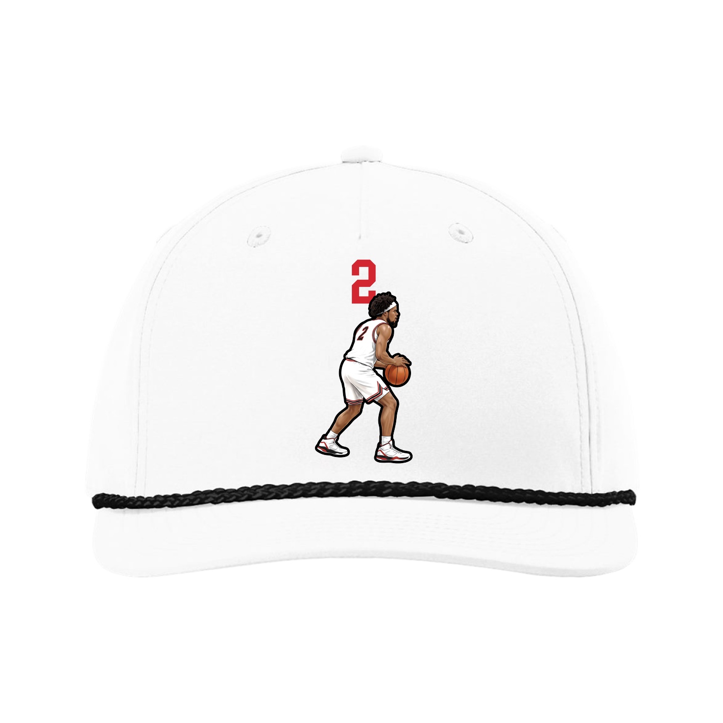 Five-Panel Classic Rope Cap — Number Top in White