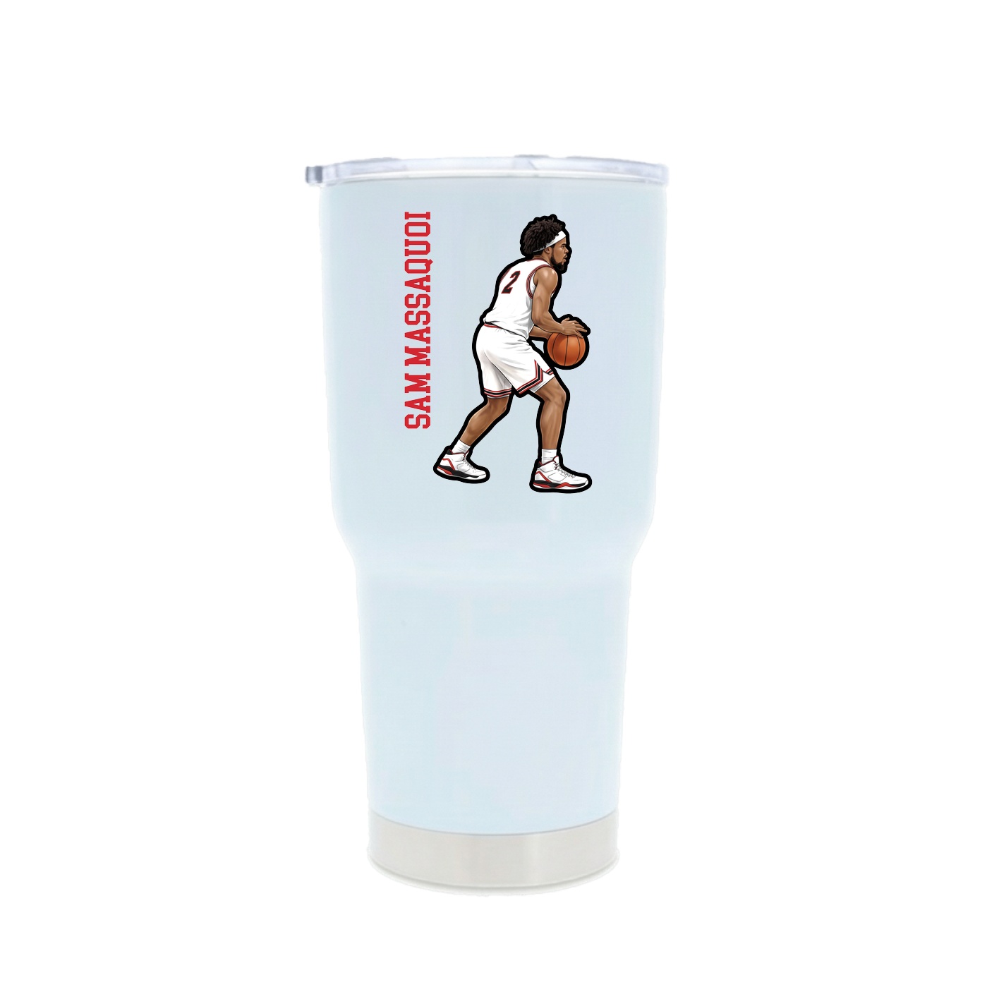 30oz Stainless Steel Tumbler — Name Vertical in White