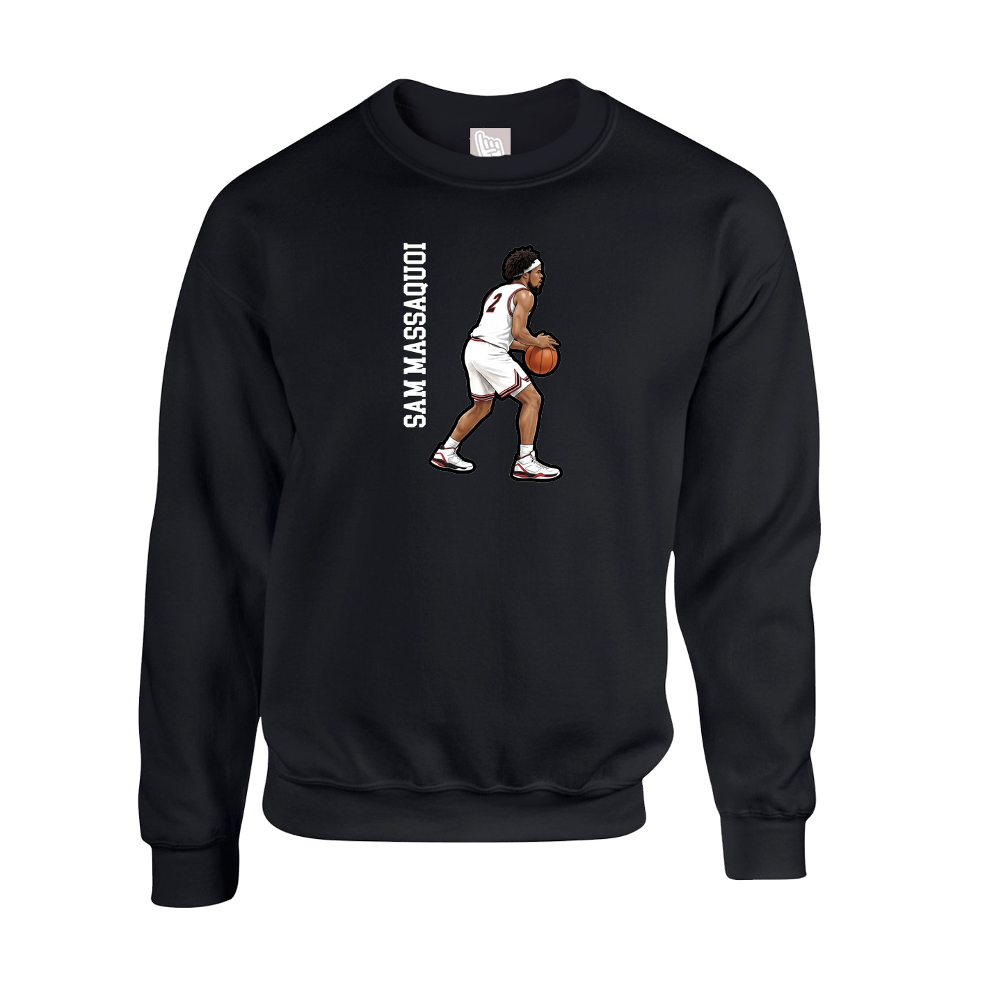 Fleece Crew — Name Vertical in Black