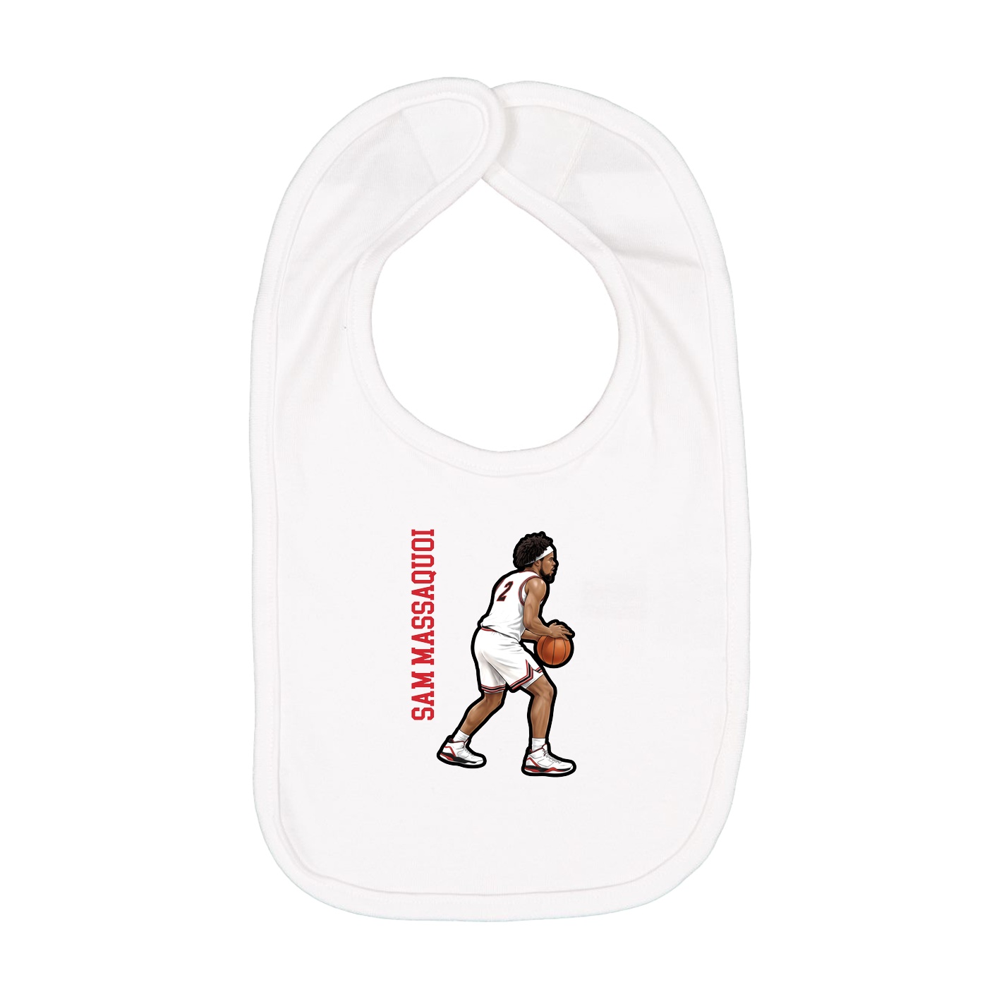 Infant Bib — Name Vertical in White