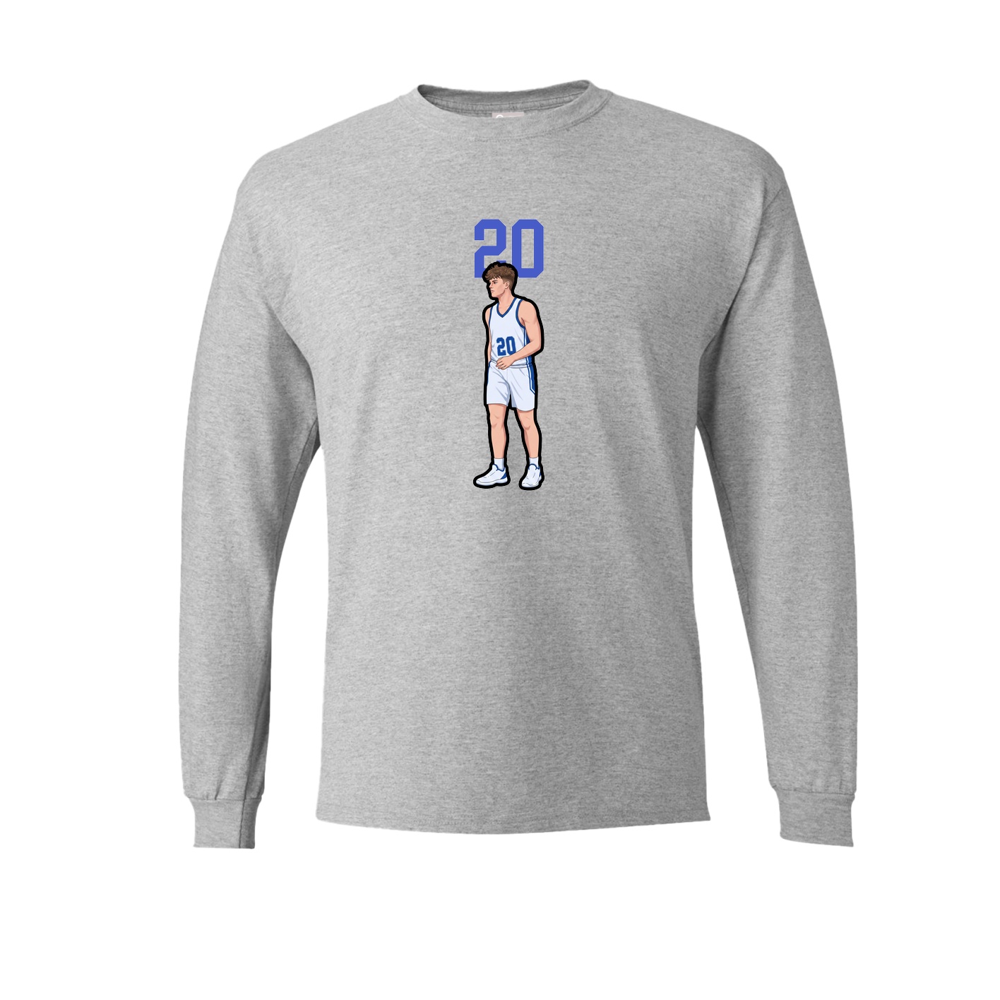 Long Sleeve Tee — Number Top in Grey