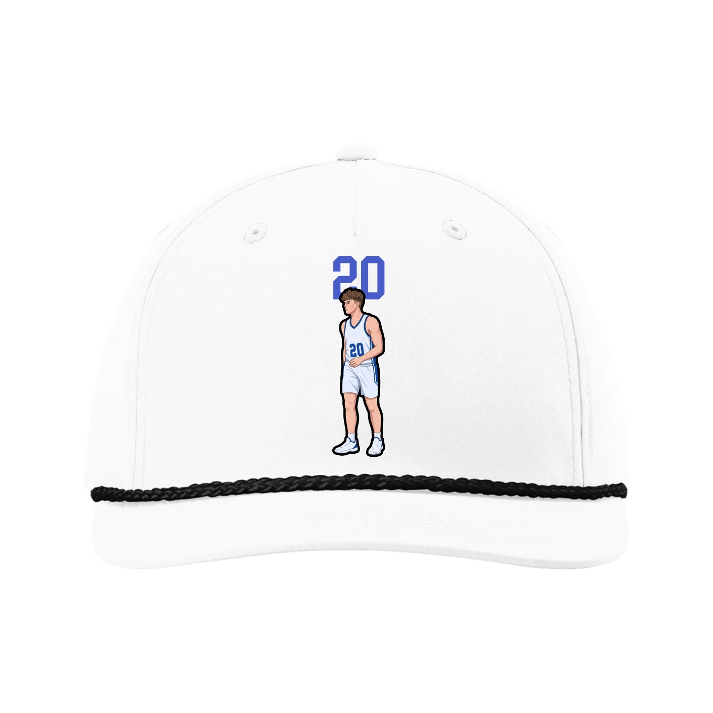 Five-Panel Classic Rope Cap — Number Top in White