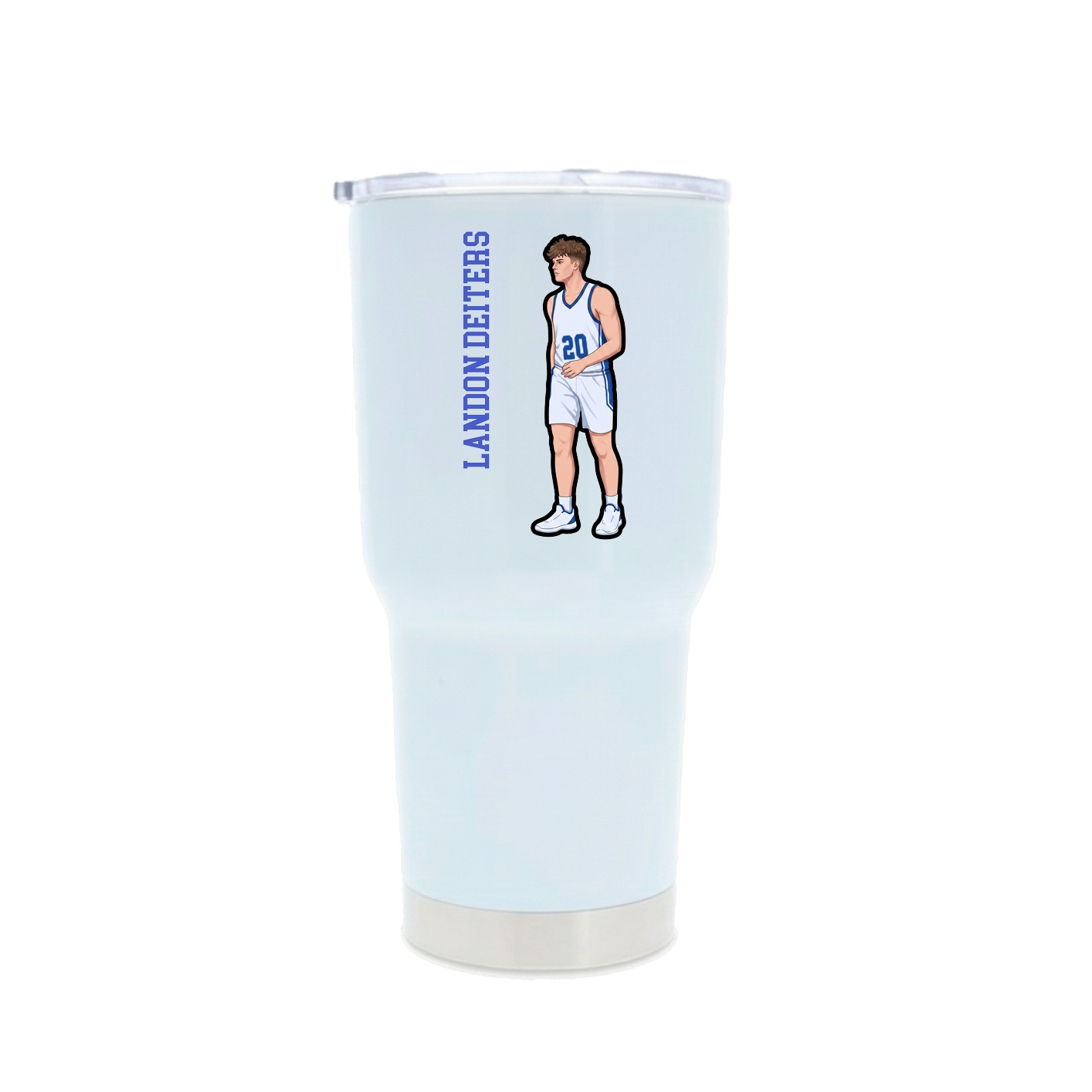 30oz Stainless Steel Tumbler — Name Vertical in White