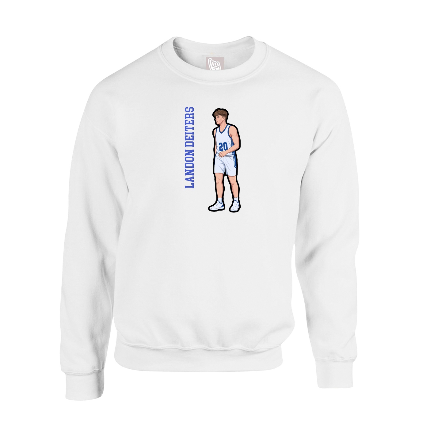 Fleece Crew — Name Vertical in White