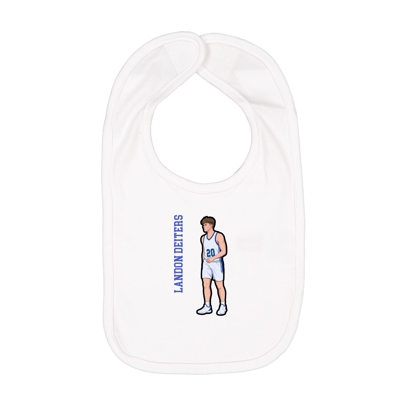 Infant Bib — Name Vertical in White