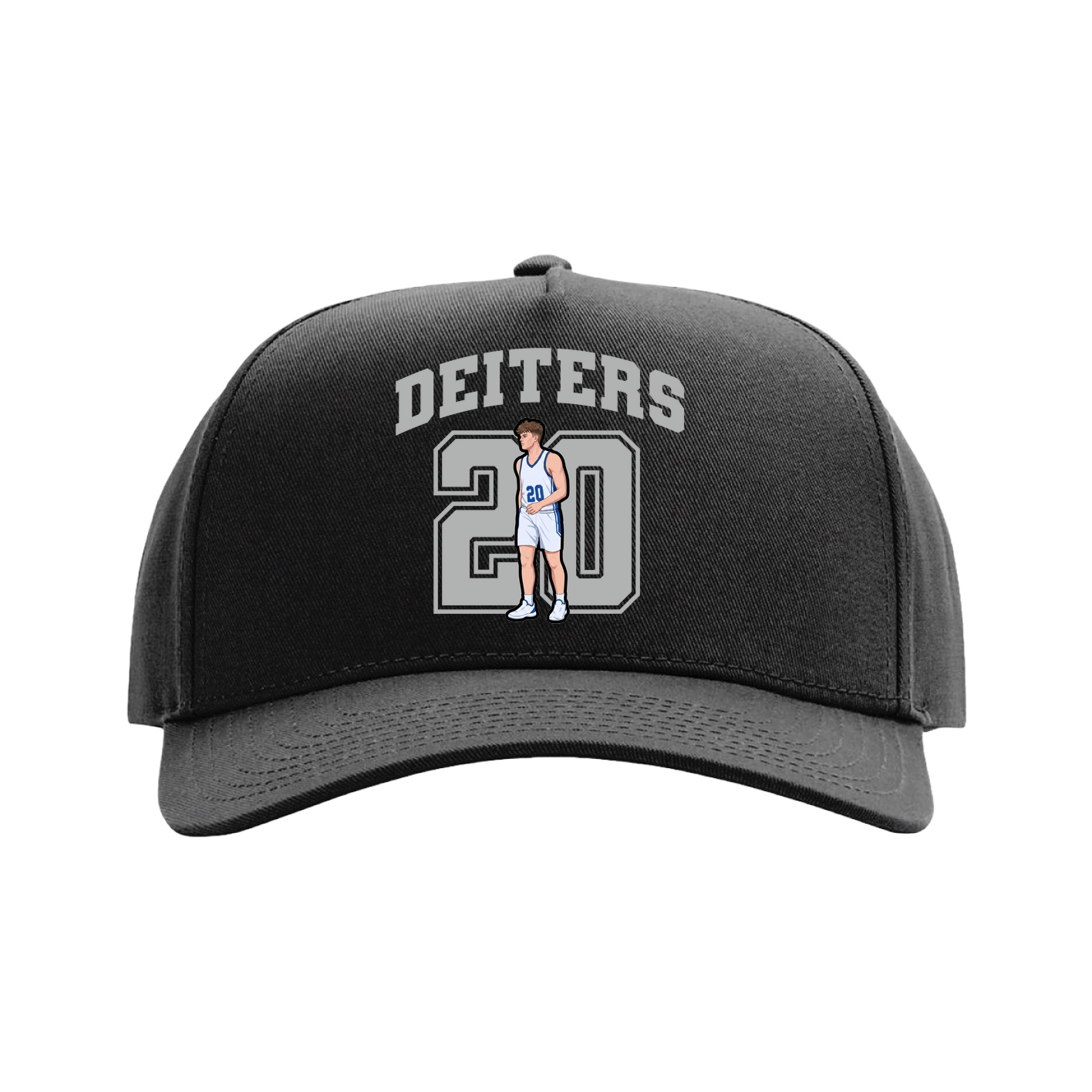 Full Fabric Five-Panel Champ Cap — Number in Black