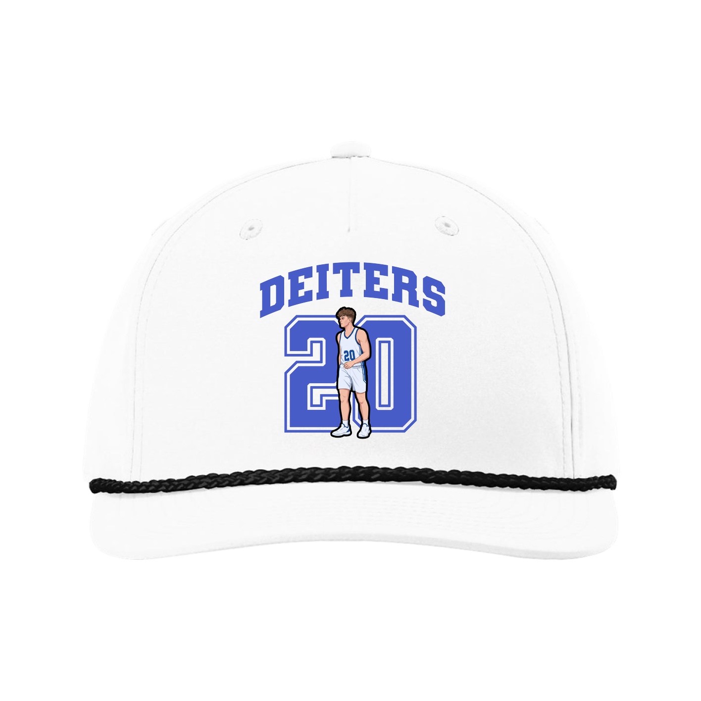 Five-Panel Classic Rope Cap — Number in White