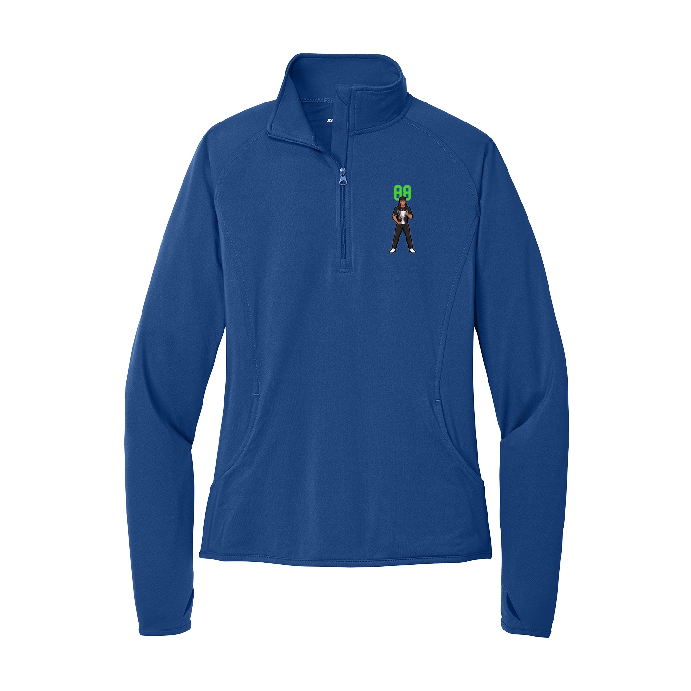 Women's Q-Zip Pullover — Number Top in Royal