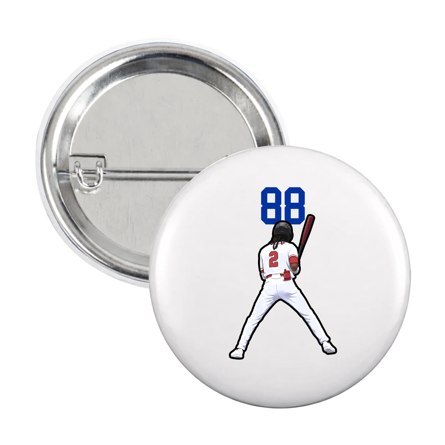 Game Day Button — Number Top in White