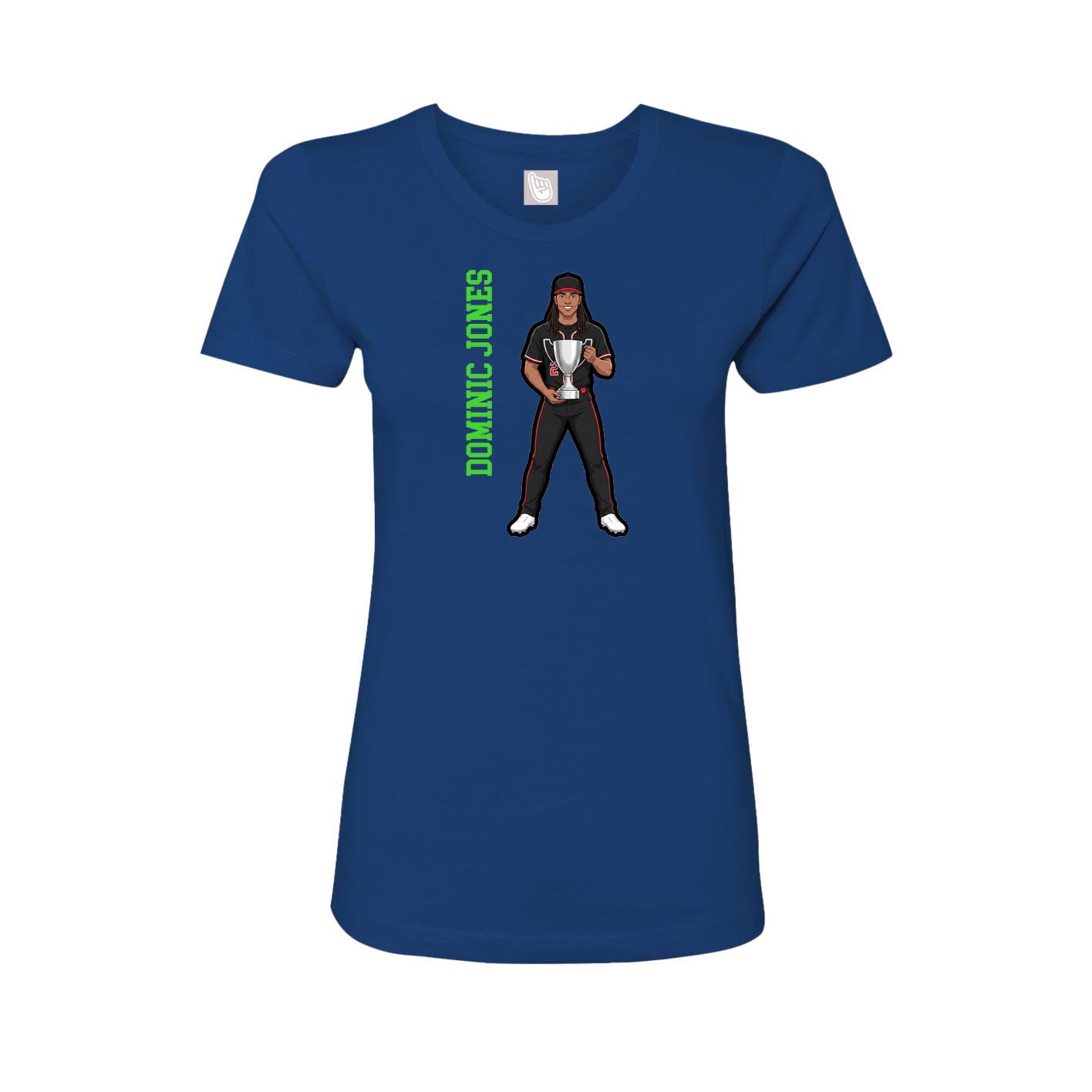 Fitted Women's Tee — Name Vertical in Royal