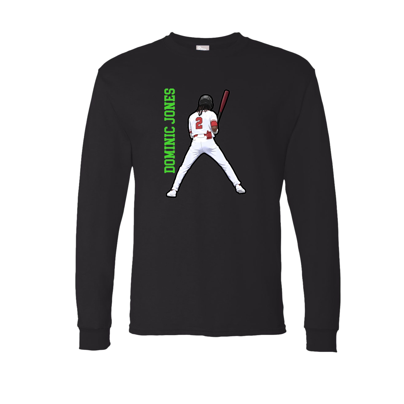 Long Sleeve Tee — Name Vertical in Black