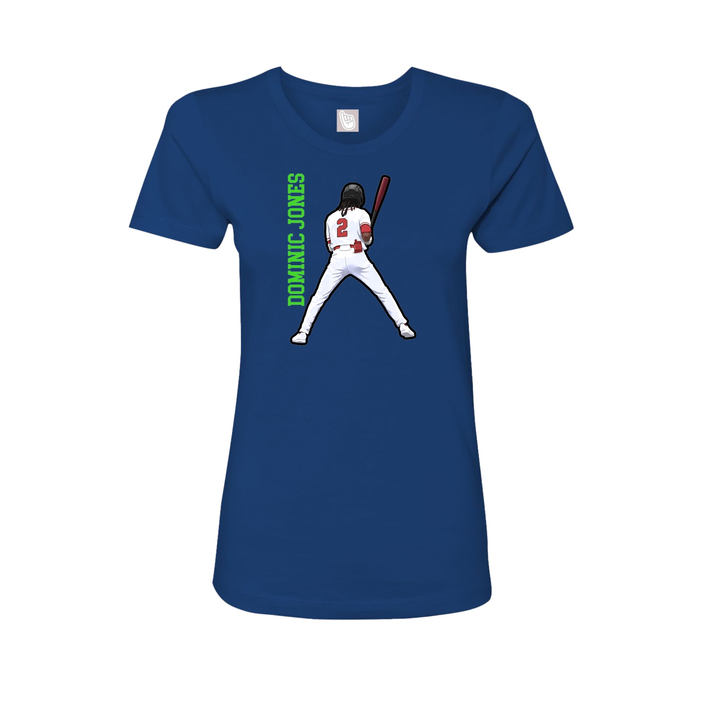 Fitted Women's Tee — Name Vertical in Royal