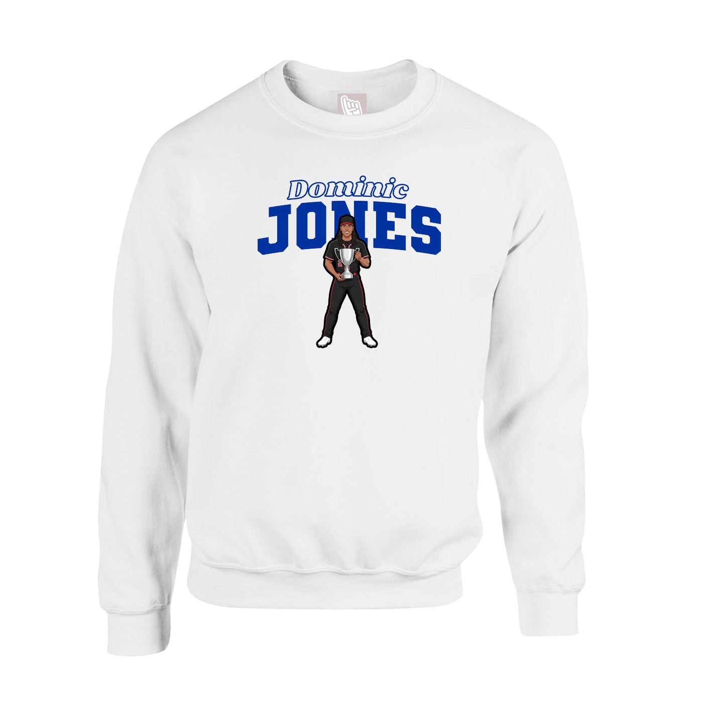 Fleece Crew — Name Arch in White