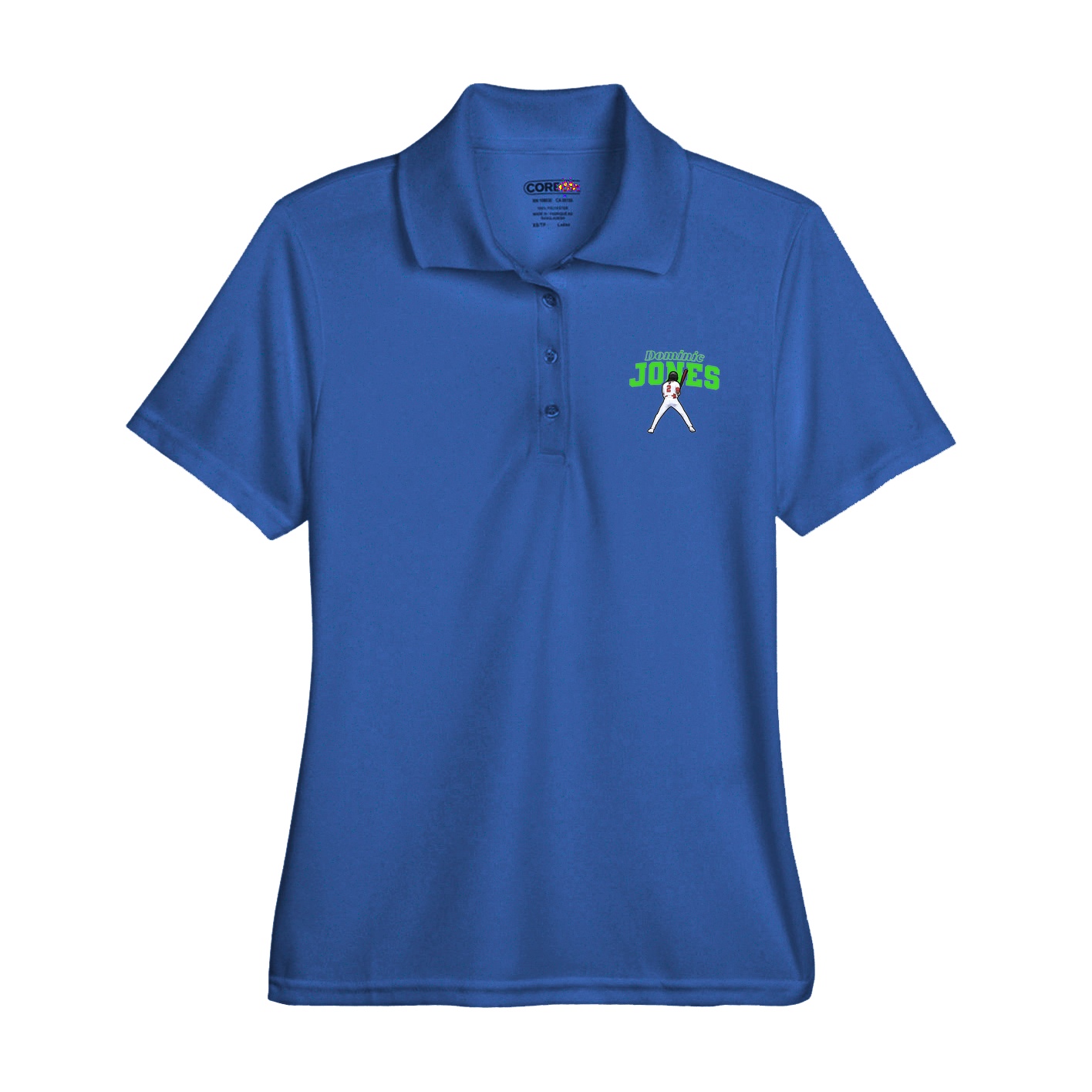 Womens Performance Polo — Name Arch in Royal