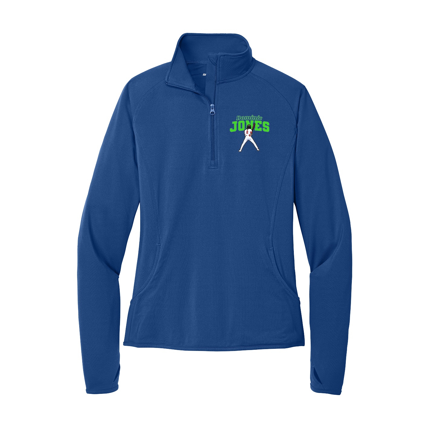 Women's Q-Zip Pullover — Name Arch in Royal
