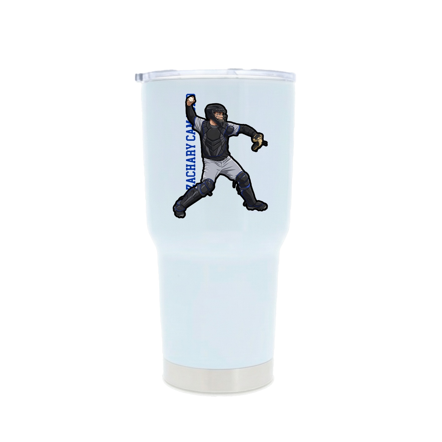 30oz Stainless Steel Tumbler — Name Vertical in White