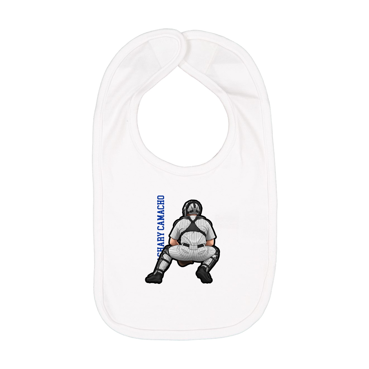 Infant Bib — Name Vertical in White