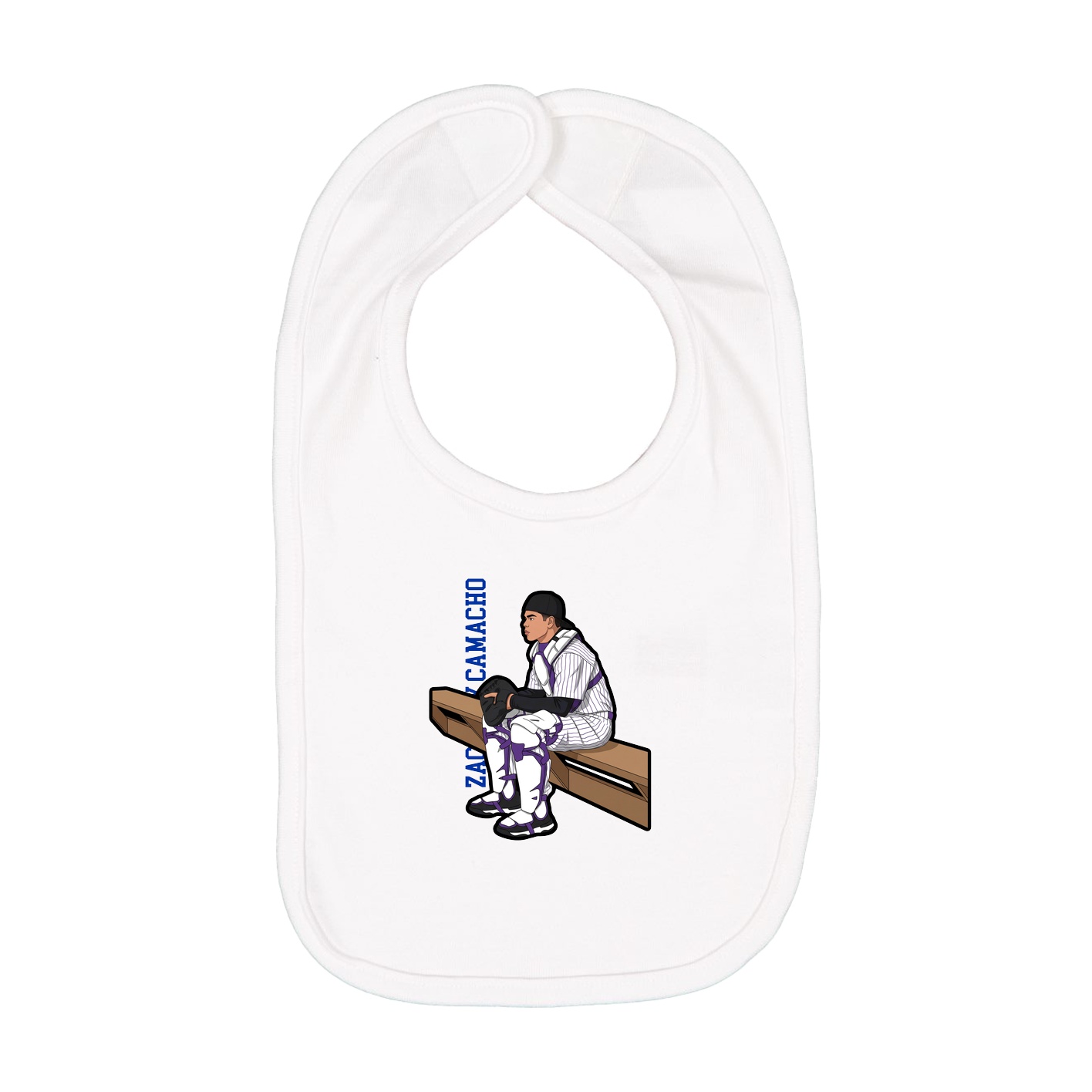 Infant Bib — Name Vertical in White