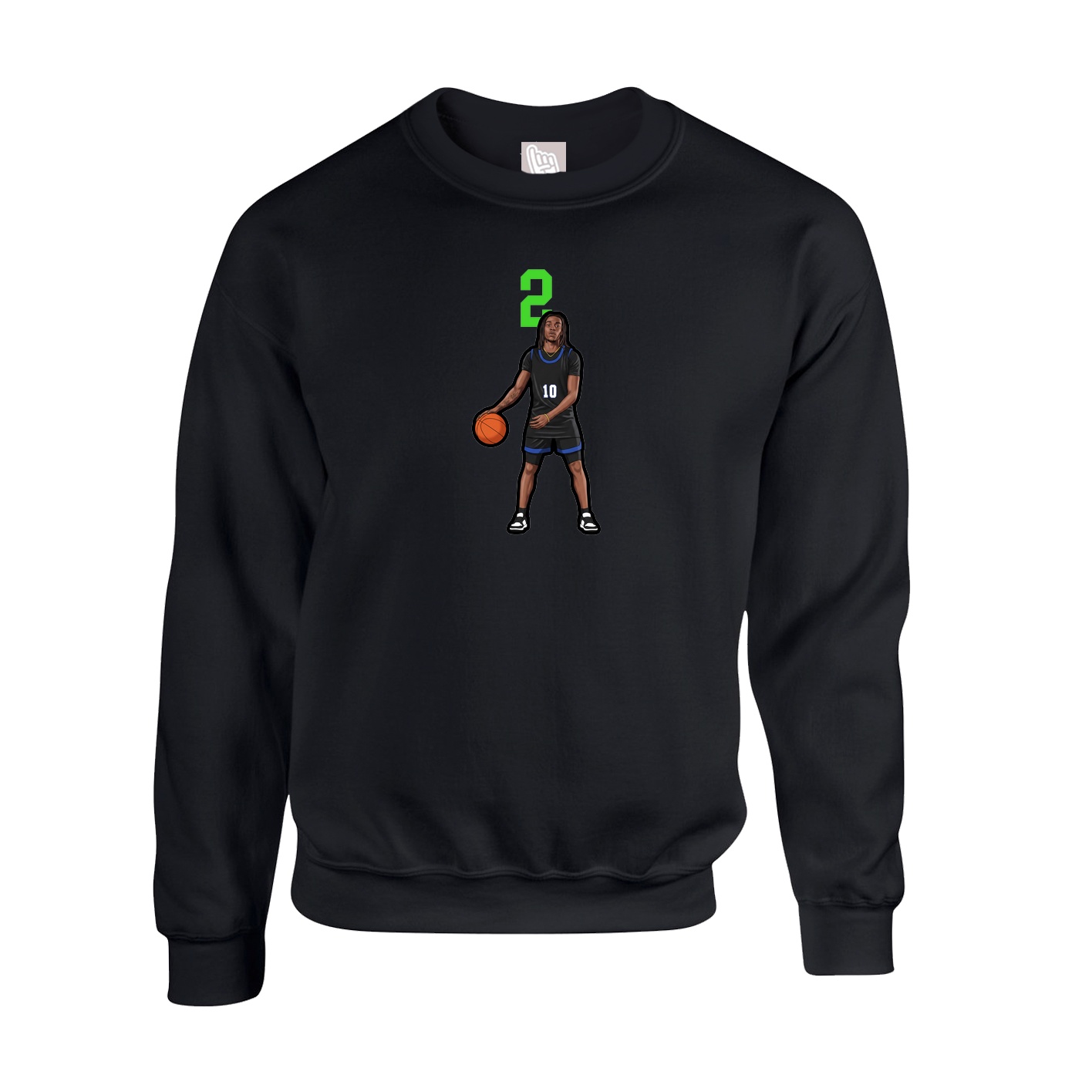 Fleece Crew — Number Top in Black