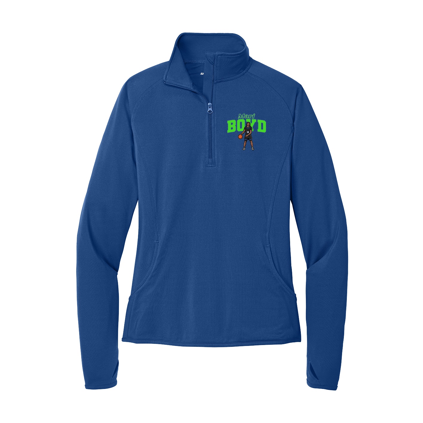 Women's Q-Zip Pullover — Name Arch in Royal