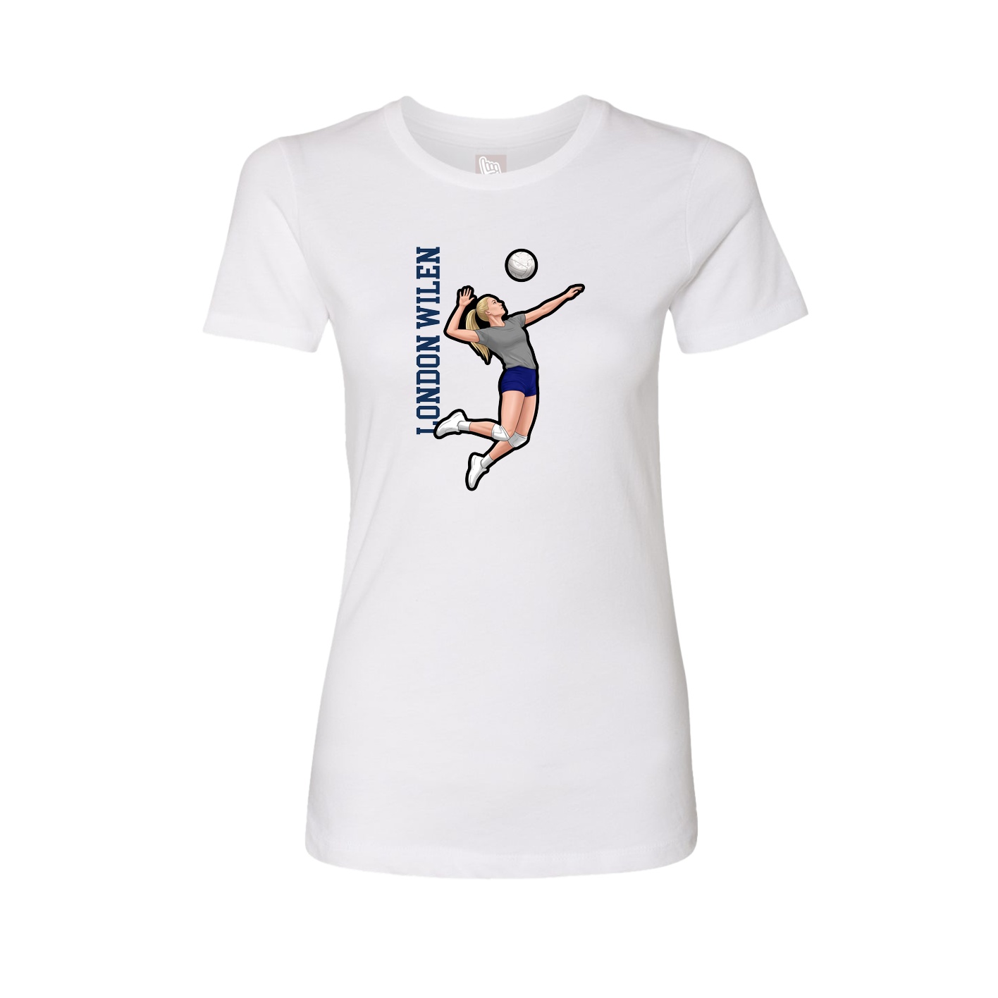 Fitted Women's Tee — Name Vertical in White