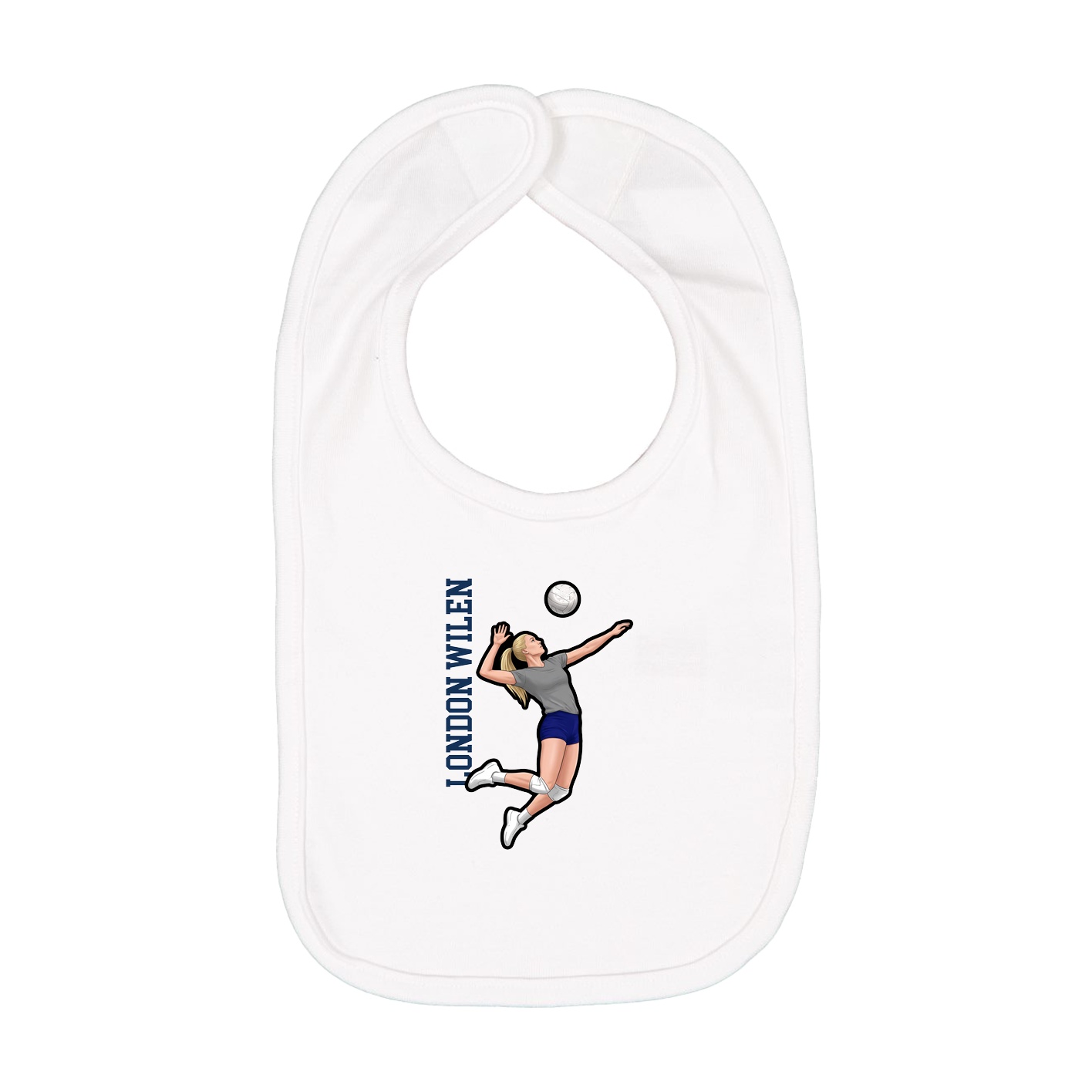 Infant Bib — Name Vertical in White