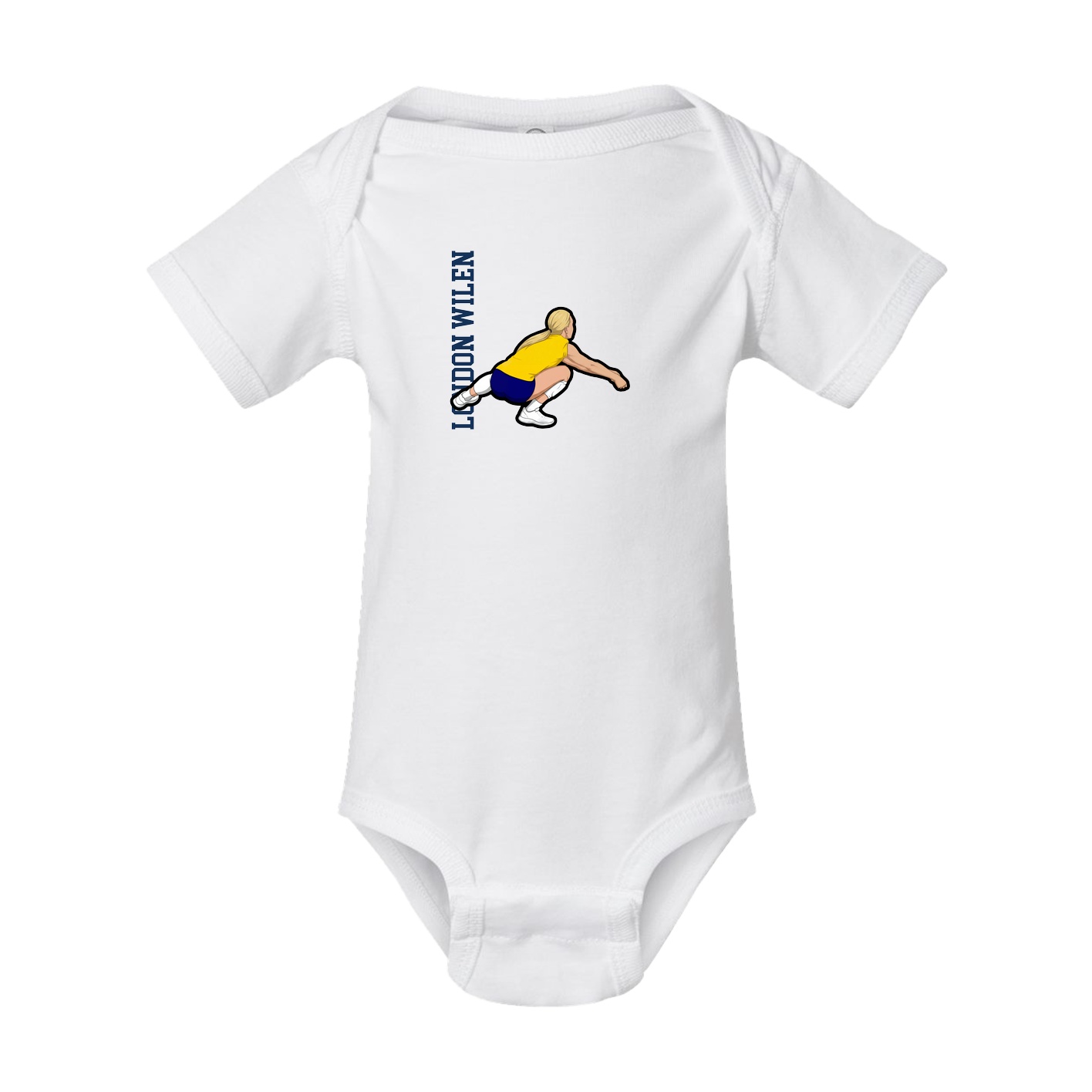 Baby Onesie — Name Vertical in White