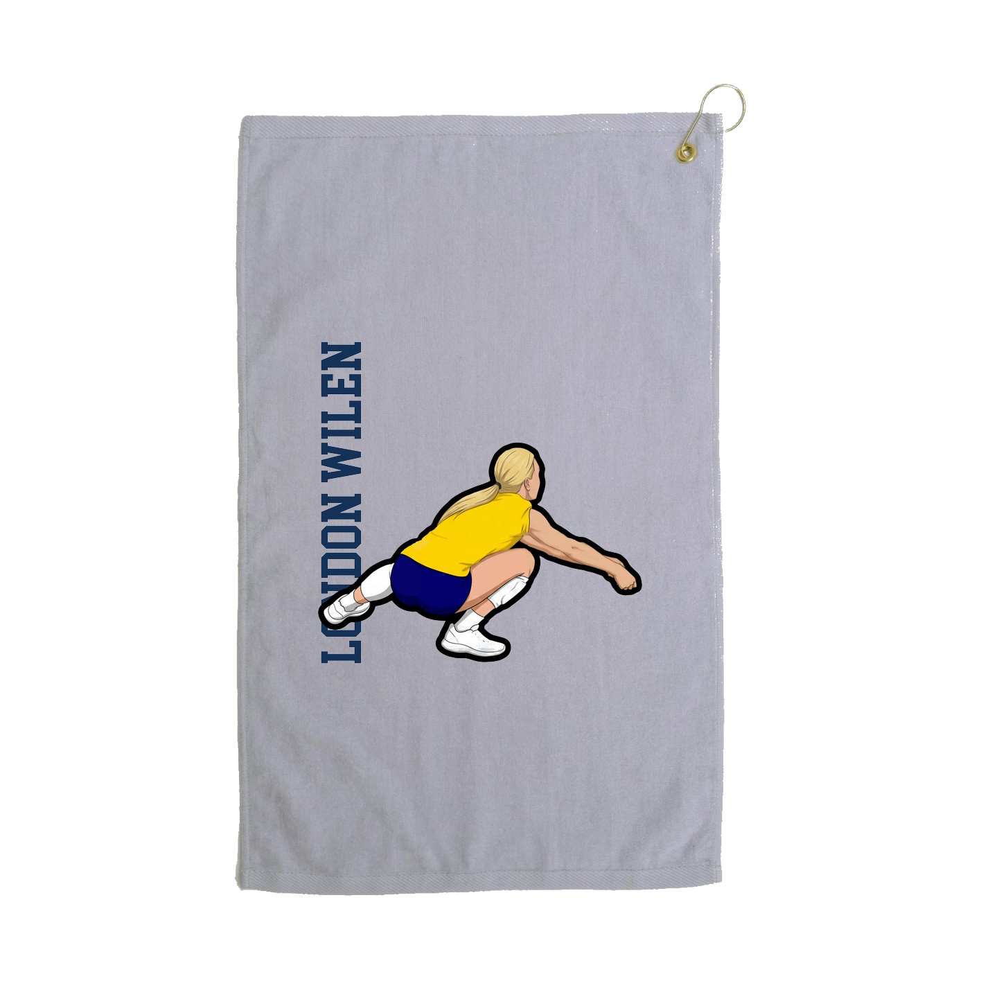 Golf Towel — Name Vertical in Grey