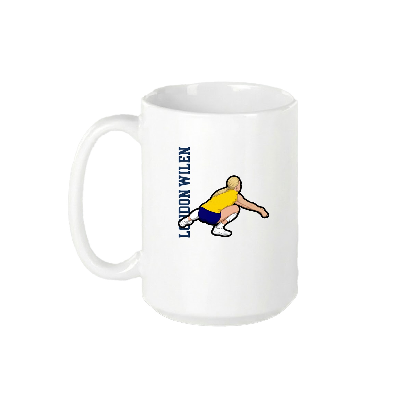 15oz Coffee Mug — Name Vertical in White