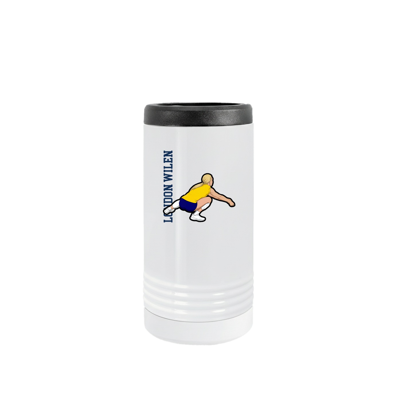 Slim Beverage Holder — Name Vertical in White