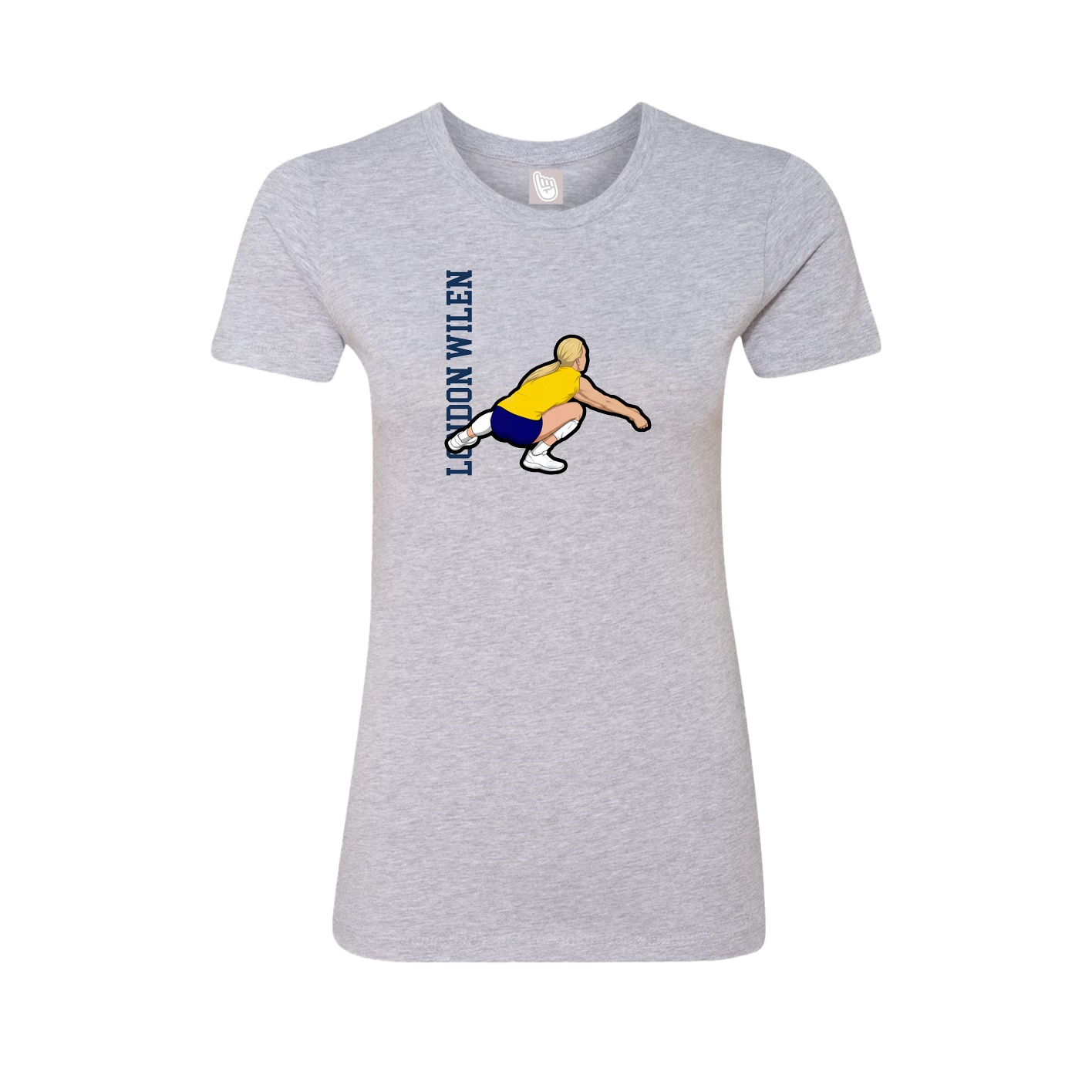 Fitted Women's Tee — Name Vertical in Grey