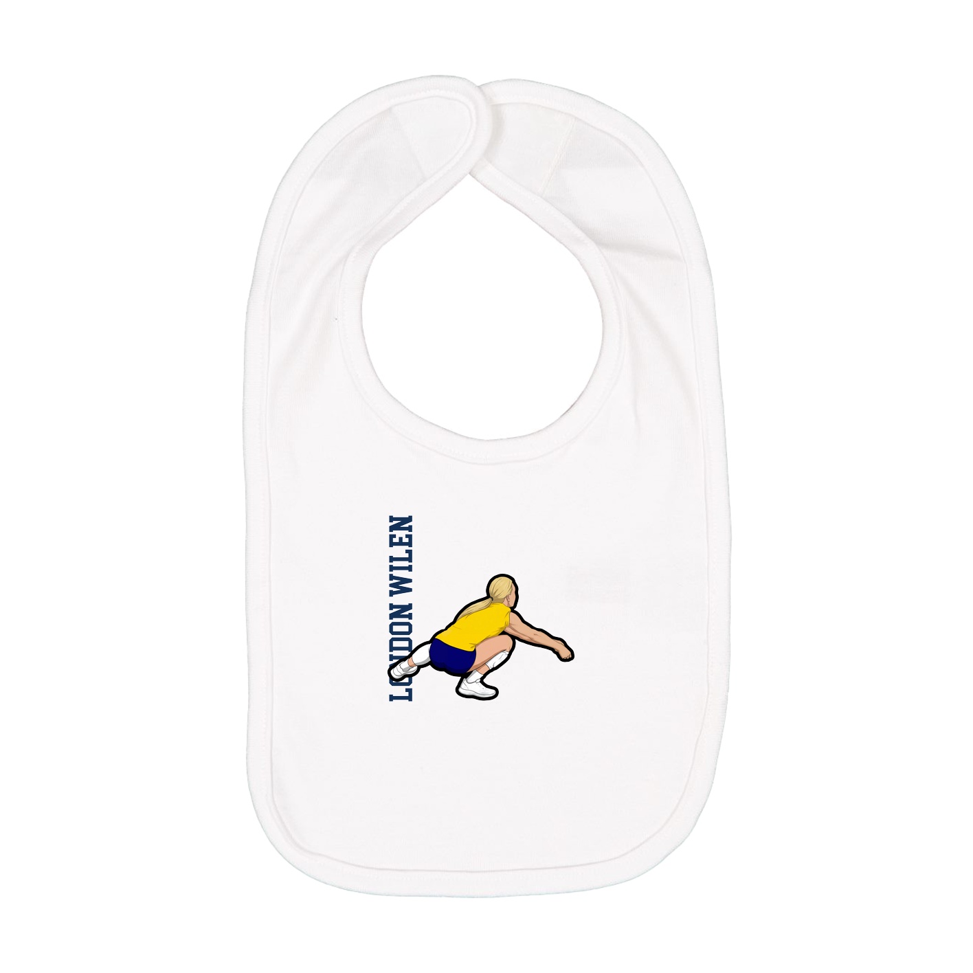 Infant Bib — Name Vertical in White