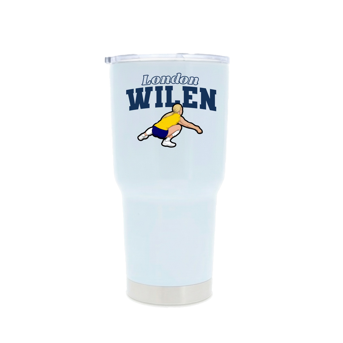30oz Stainless Steel Tumbler — Name Arch in White