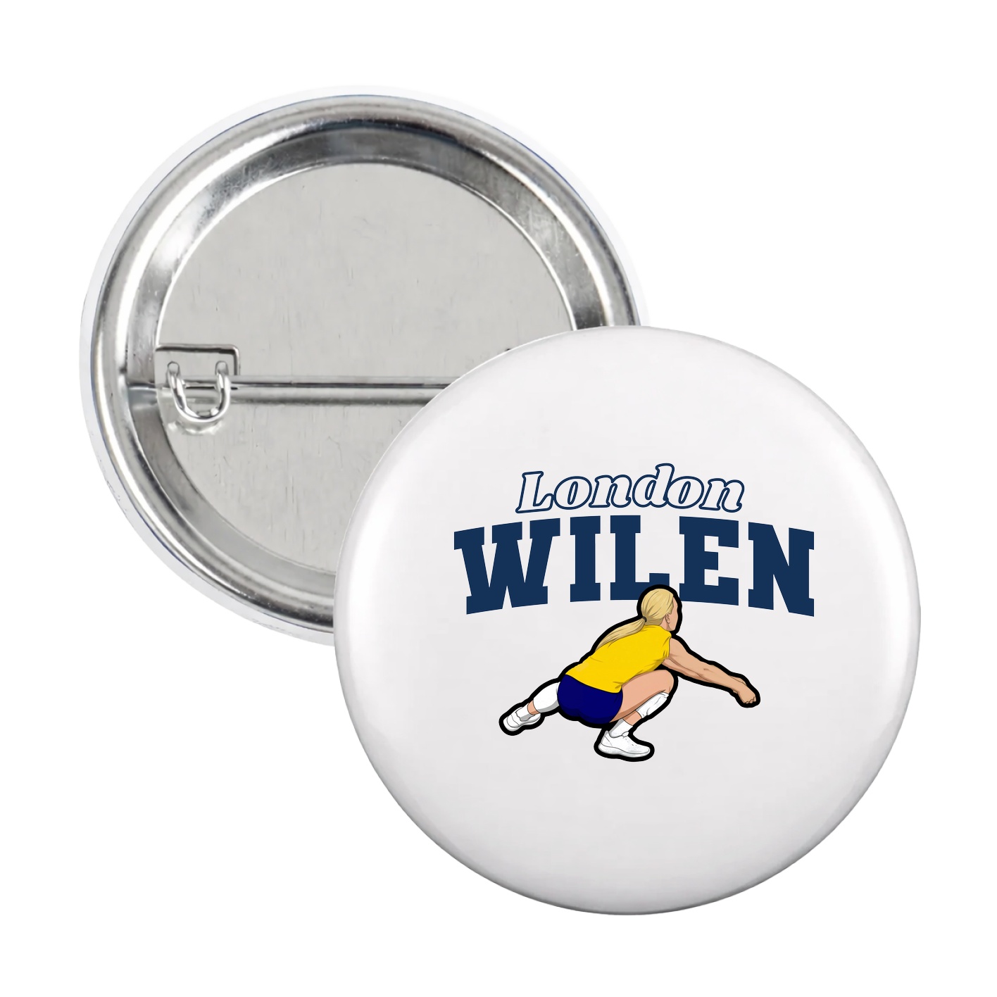Game Day Button — Name Arch in White