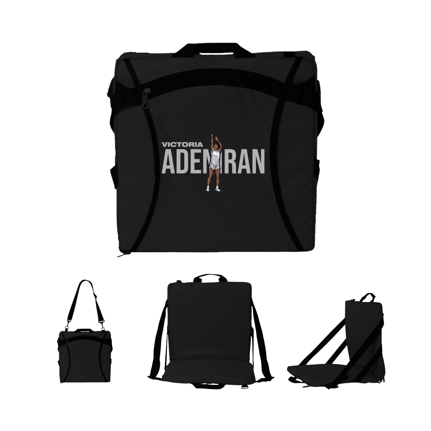 Folding Stadium Seat — Player Name in Black