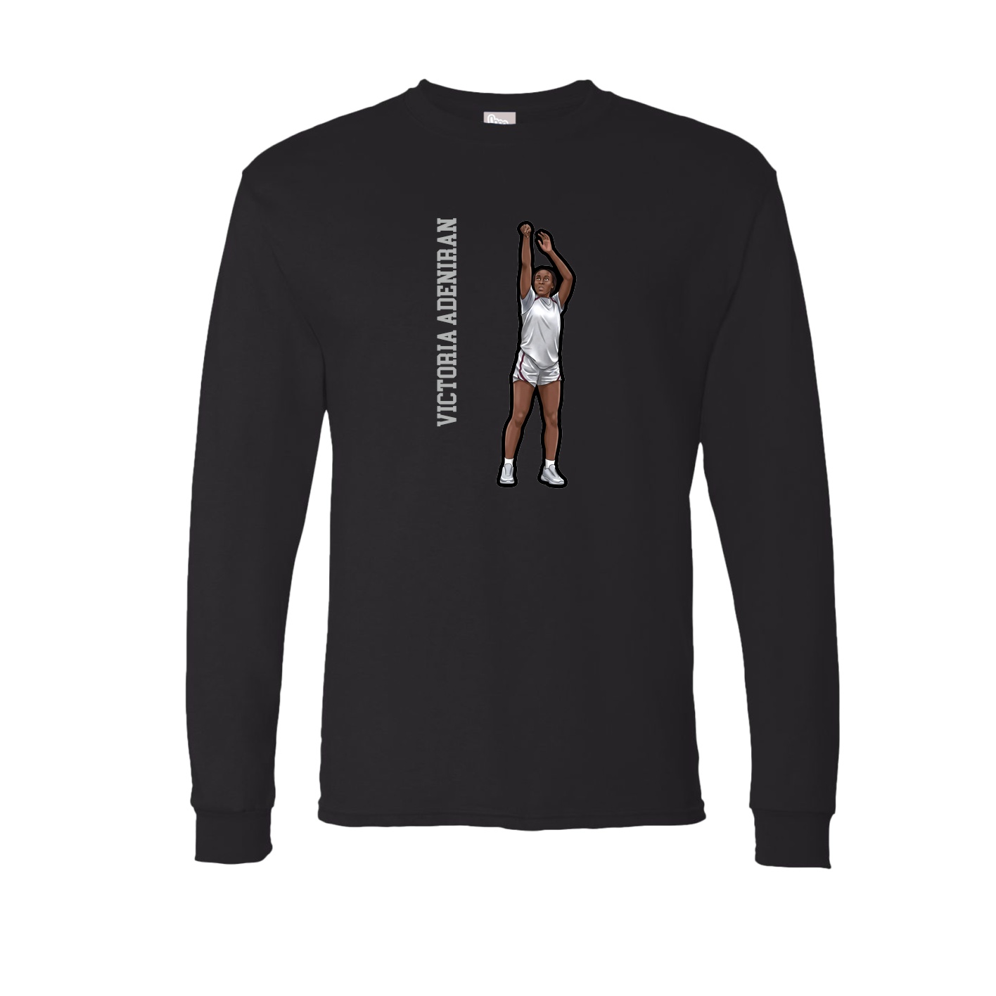 Long Sleeve Tee — Name Vertical in Black