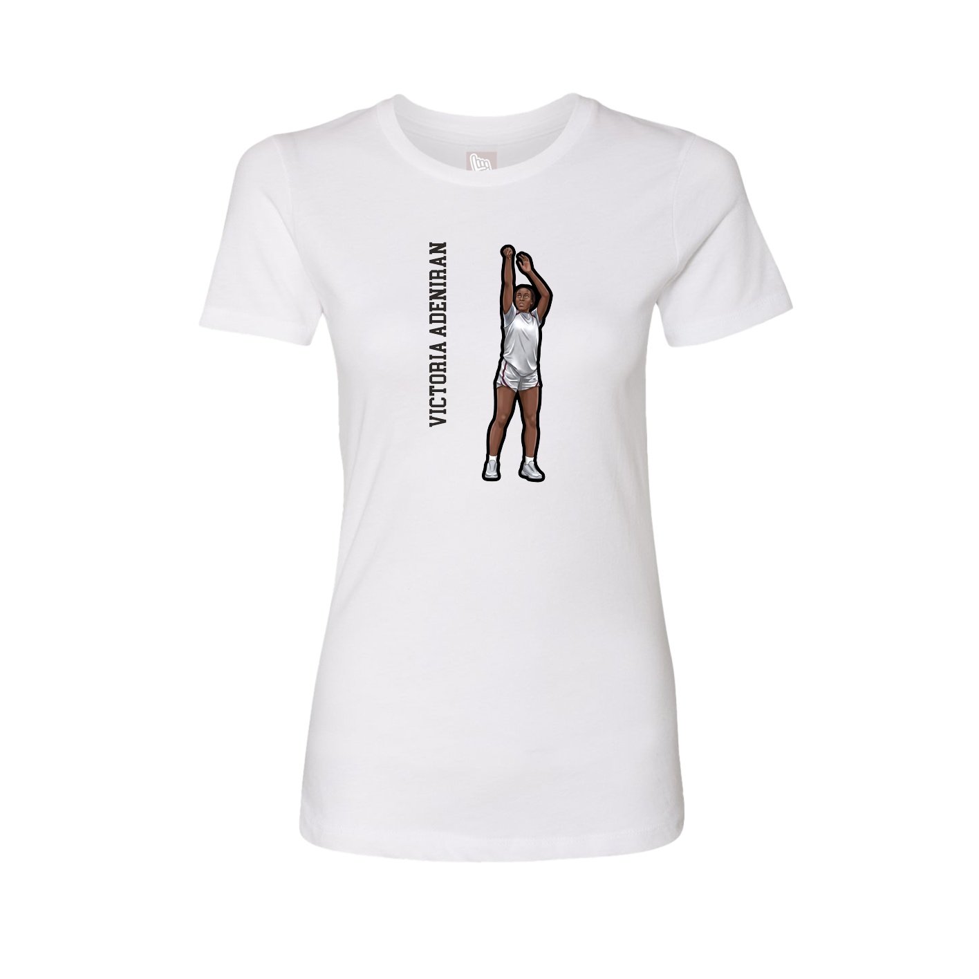 Fitted Women's Tee — Name Vertical in White