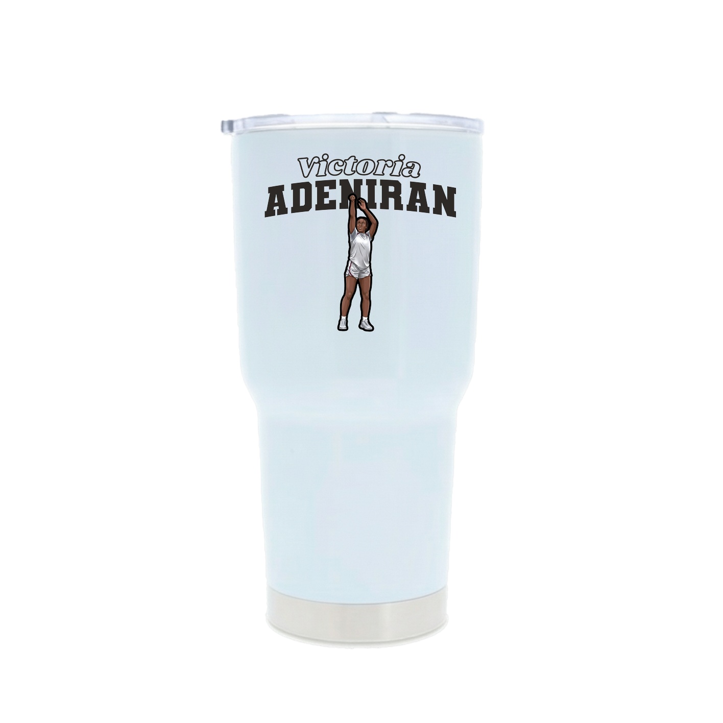 30oz Stainless Steel Tumbler — Name Arch in White
