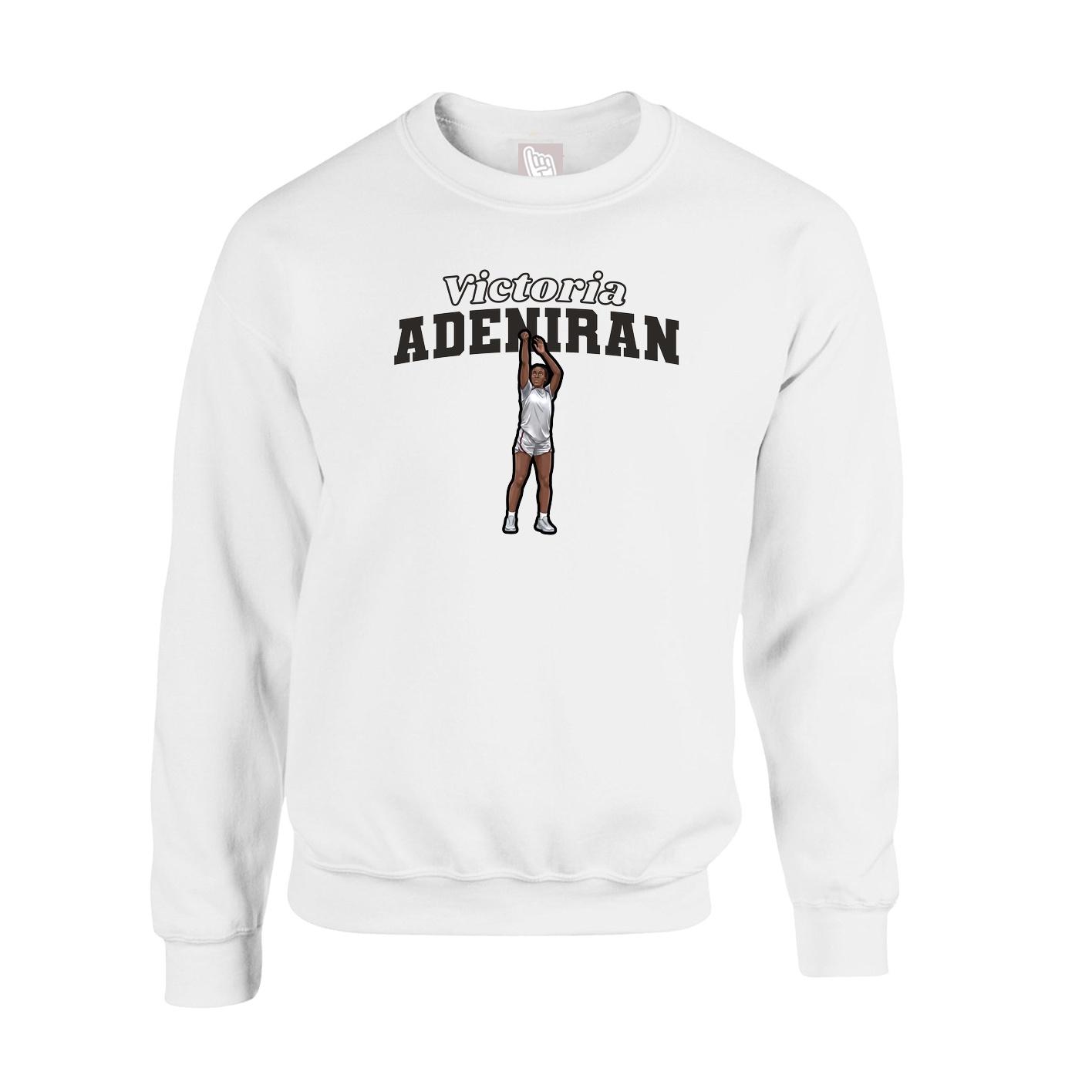 Fleece Crew — Name Arch in White