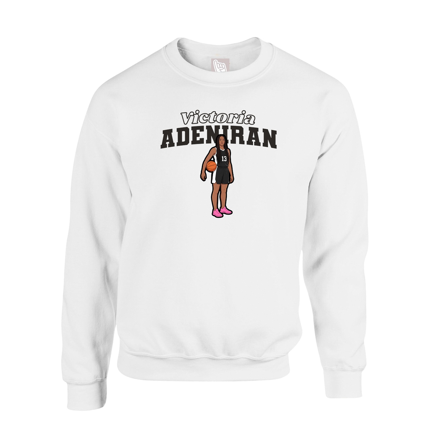 Fleece Crew — Name Arch in White