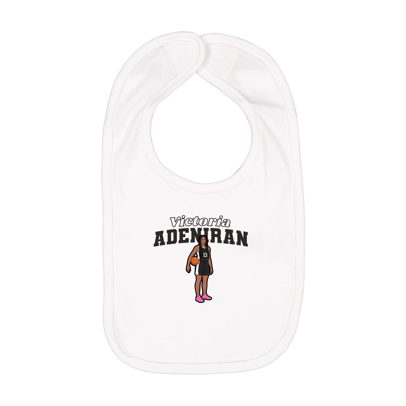 Infant Bib — Name Arch in White